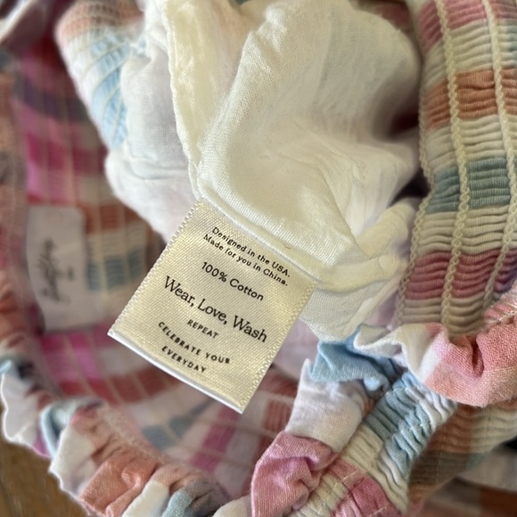 SweetHoney pastel plaid smocked leggy romper jumpsuit size 9 - Picture 5 of 8